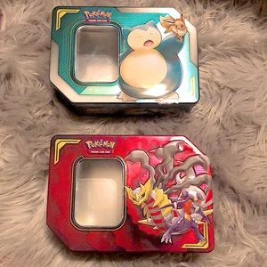 Lot of (2) EMPTY Pokémon Card Tin Boxes